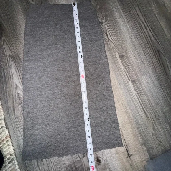 ZARA Knit 2pc Skirt Set Womens S Gray Cropped Sweater Midi Skirt Minimalist - Picture 8 of 10